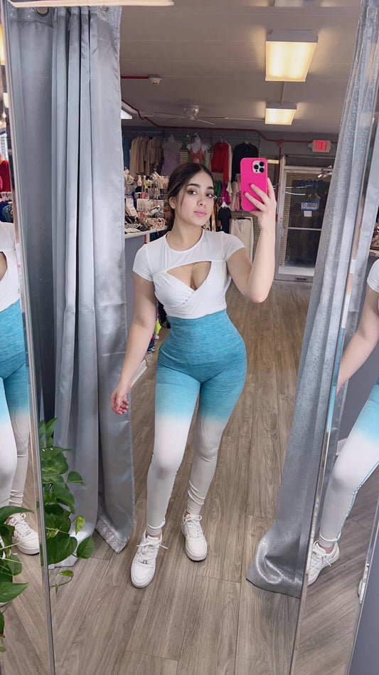 Get Bodied Leggings (Periwinkle/Ivory)