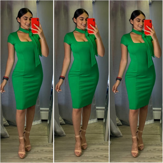 Bow Me A Kiss Dress (Green)