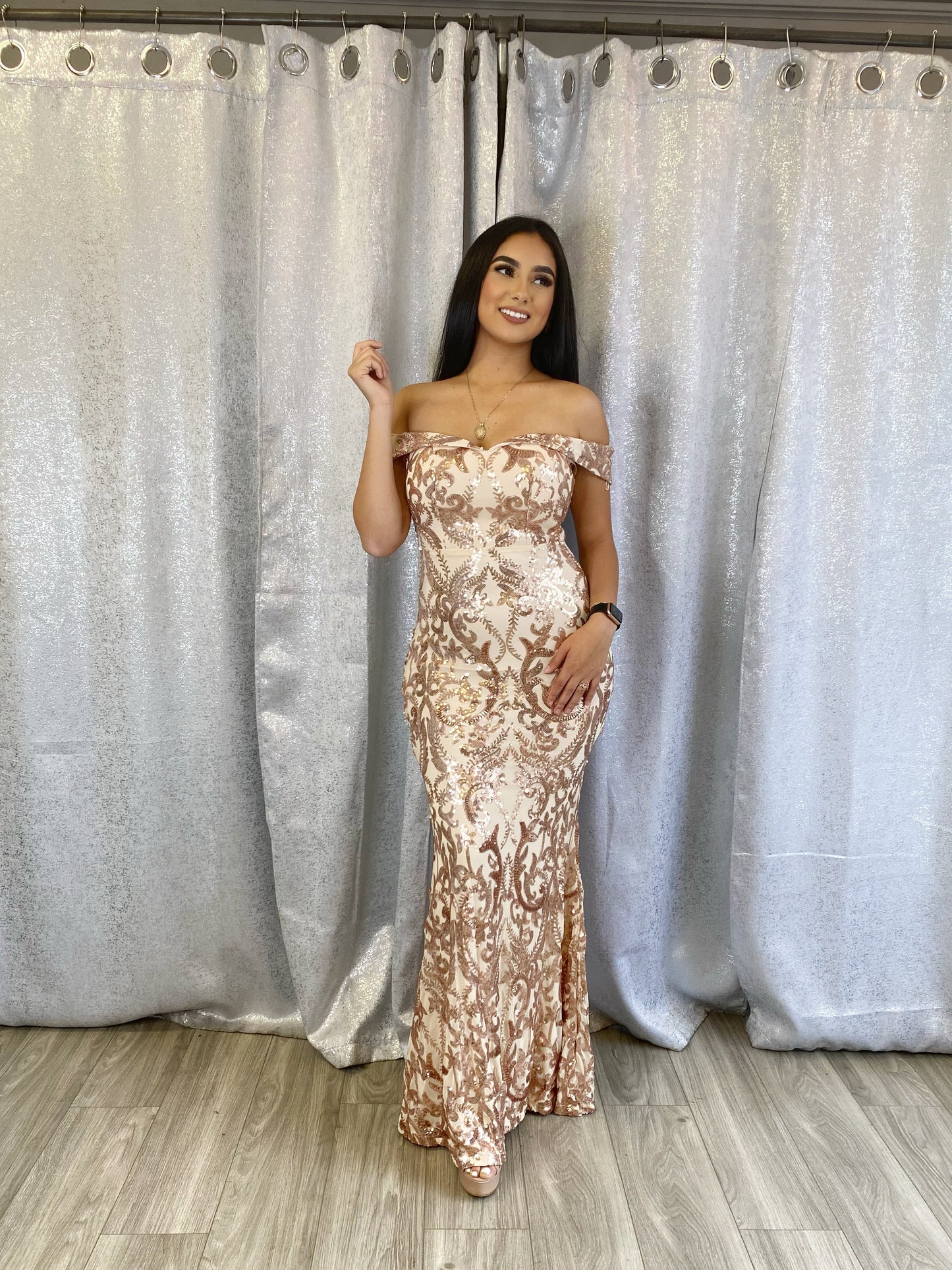 Ximena Sequin Dress (Champagne)