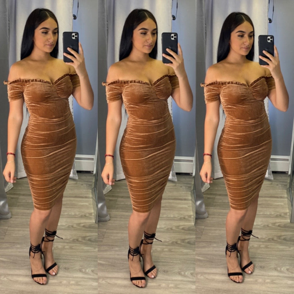 Velour Dress (Camel)
