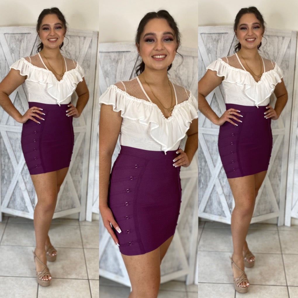 As If Bandage Mini Skirt - Eggplant