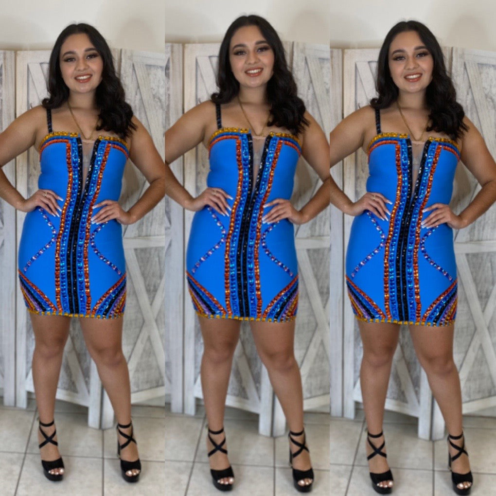 Venchy Bandage Dress (Blue)