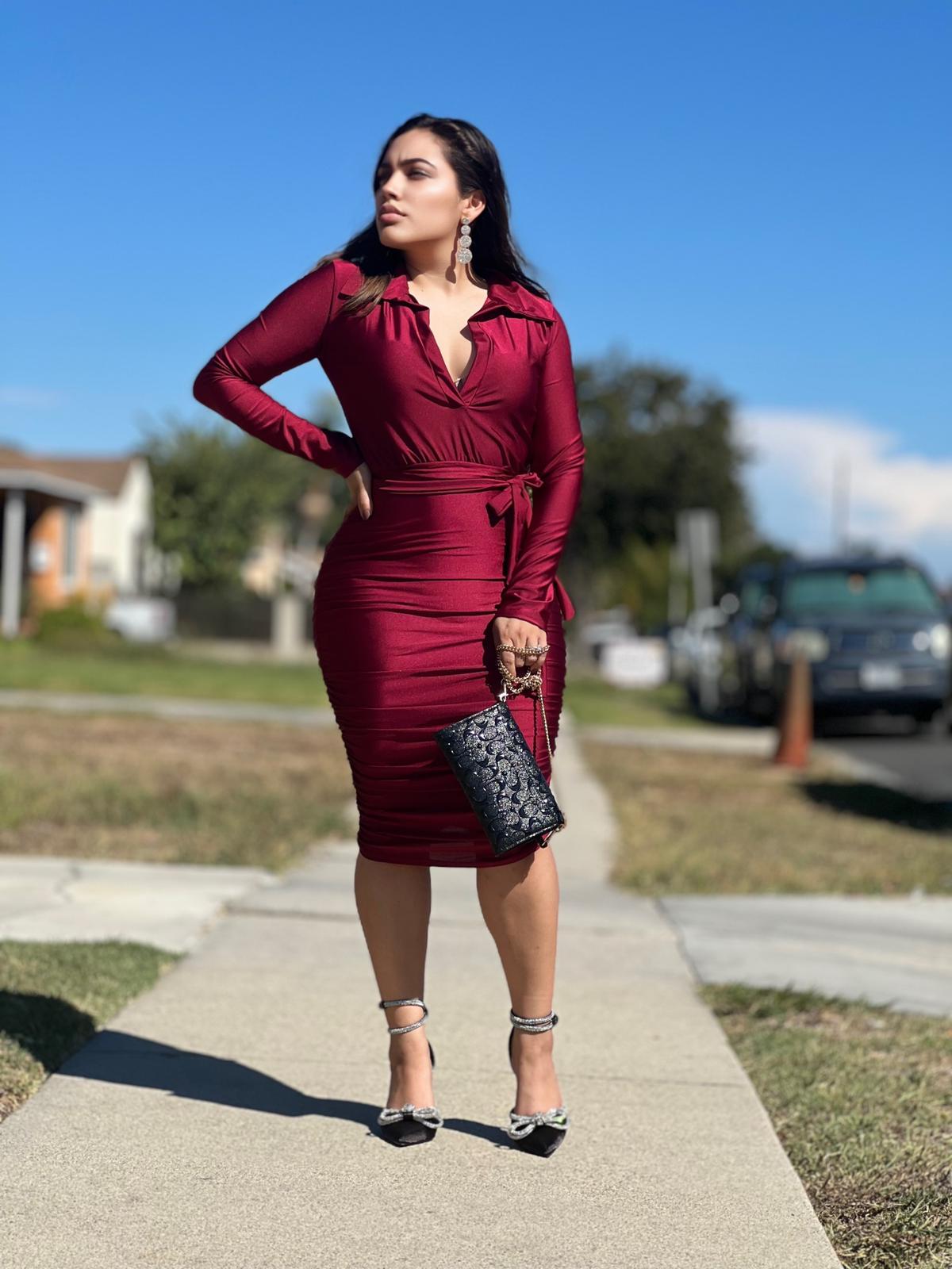 Valeria Dress (Burgundy)