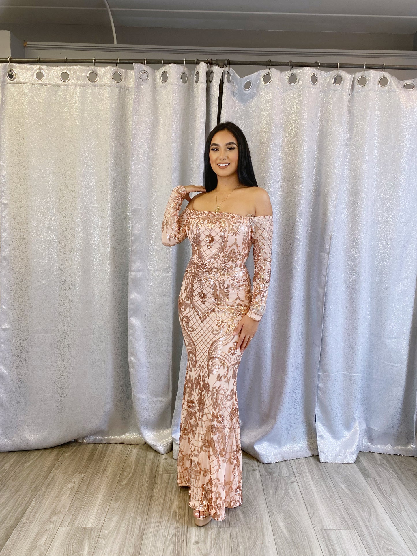 Elizabeth Gala Dress (Rose Gold)
