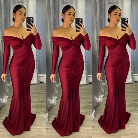 Felicia Gown (Burgundy)