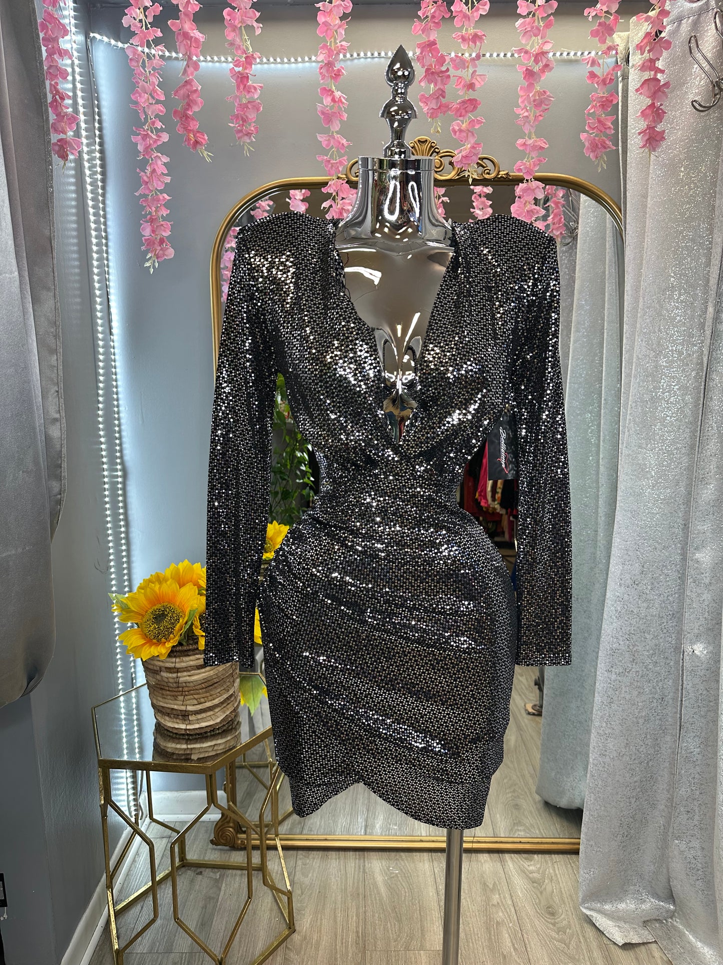 Kalani Sparkle Dress (Charcoal)