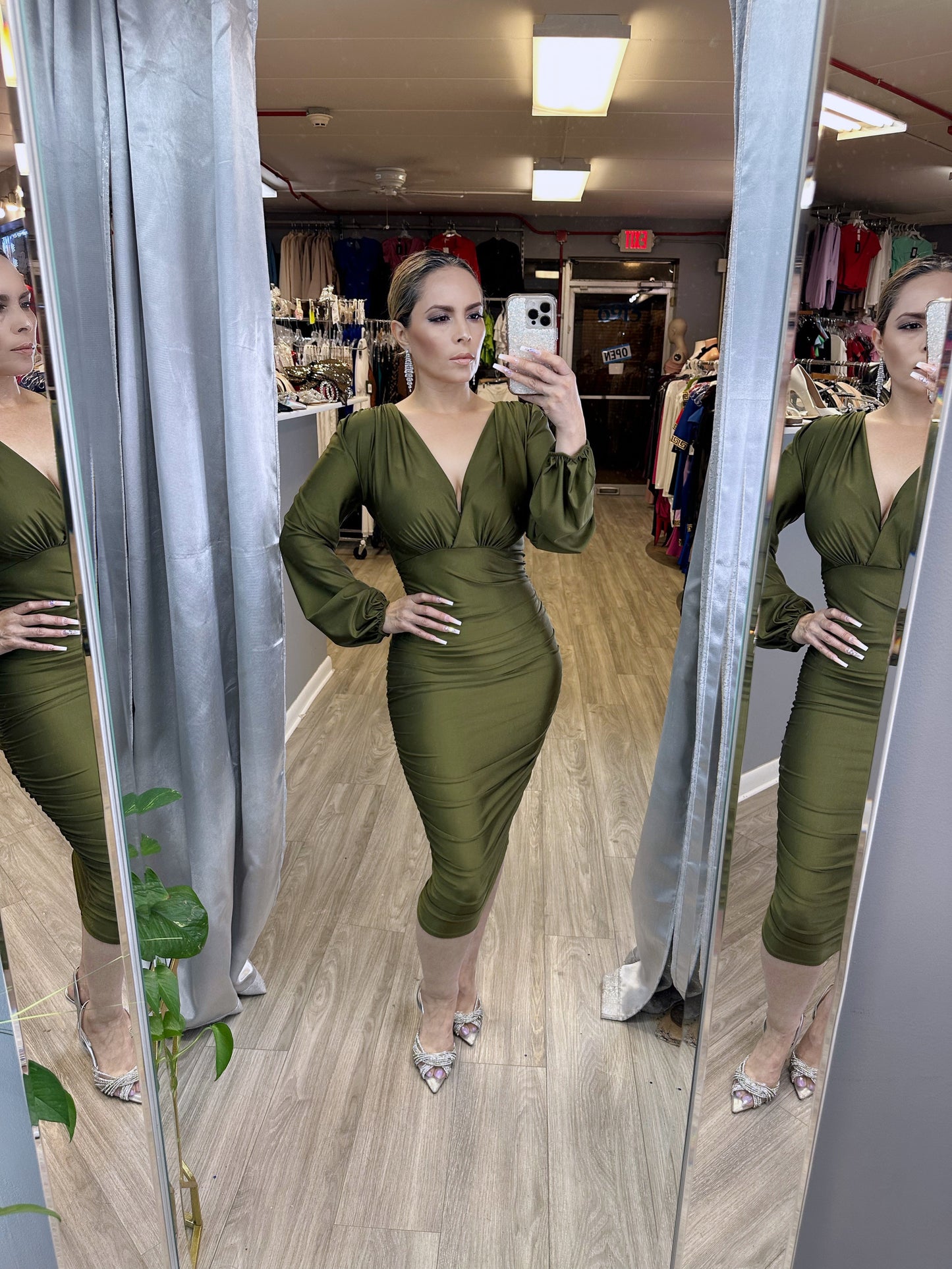 Keily Dress (Olive Green)