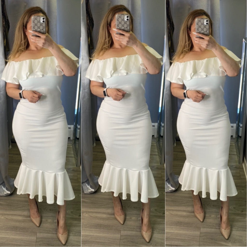 Clarissa Midi Dress (Off White)