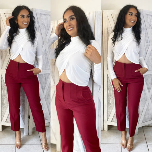 Modern Chic Pants (Burgundy)