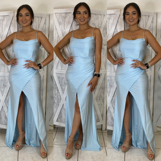 Lucia Formal Corset Dress -Blue