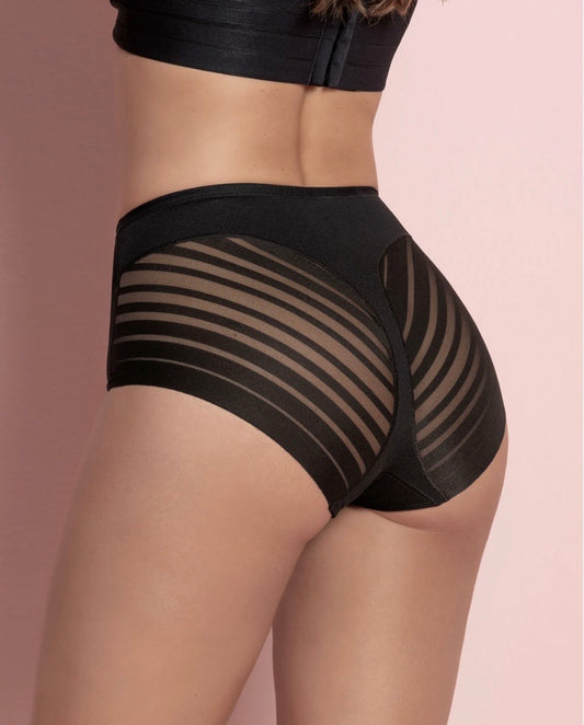 Lace Stripe Undetectable Classic Shaper Panty (Black)