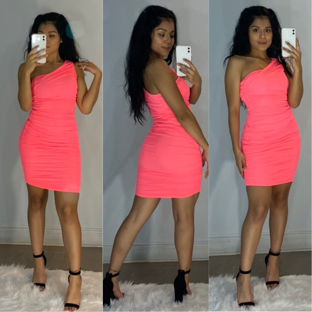 Don’t Mesh With Me Dress (Neon Coral)