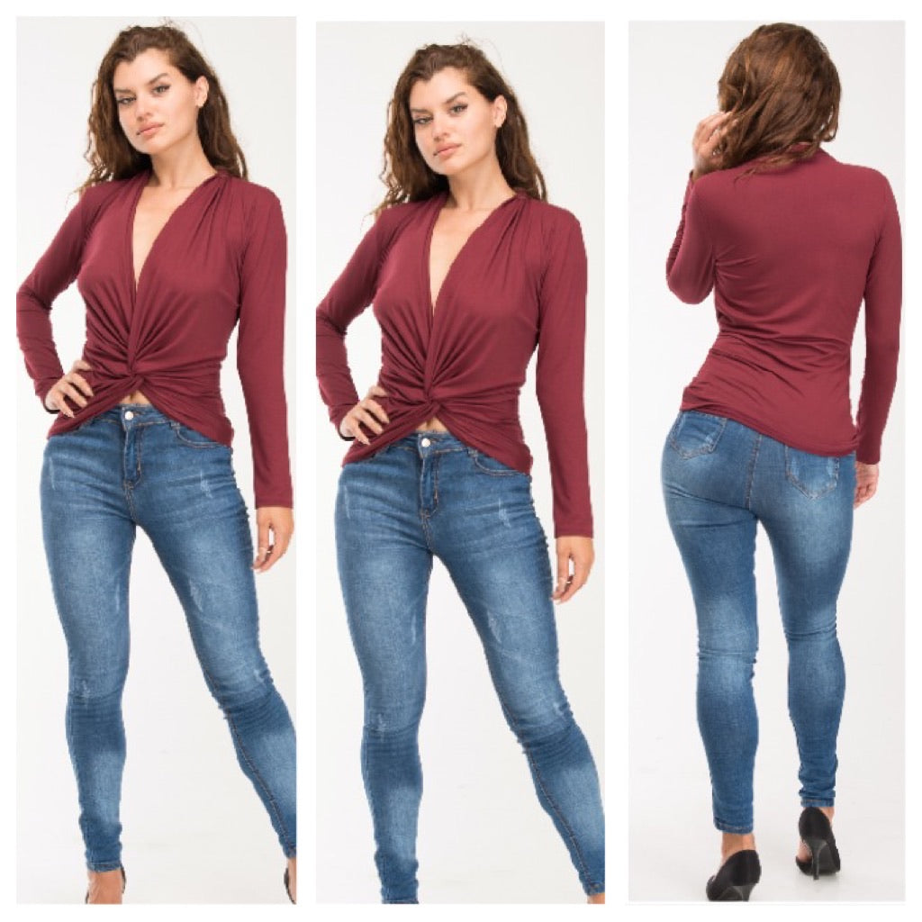 Love You Knot Top - Burgundy