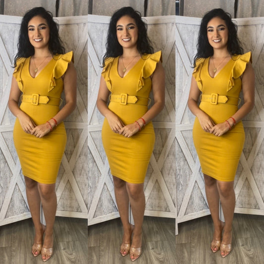 Lissette Couture Dress - Mustard