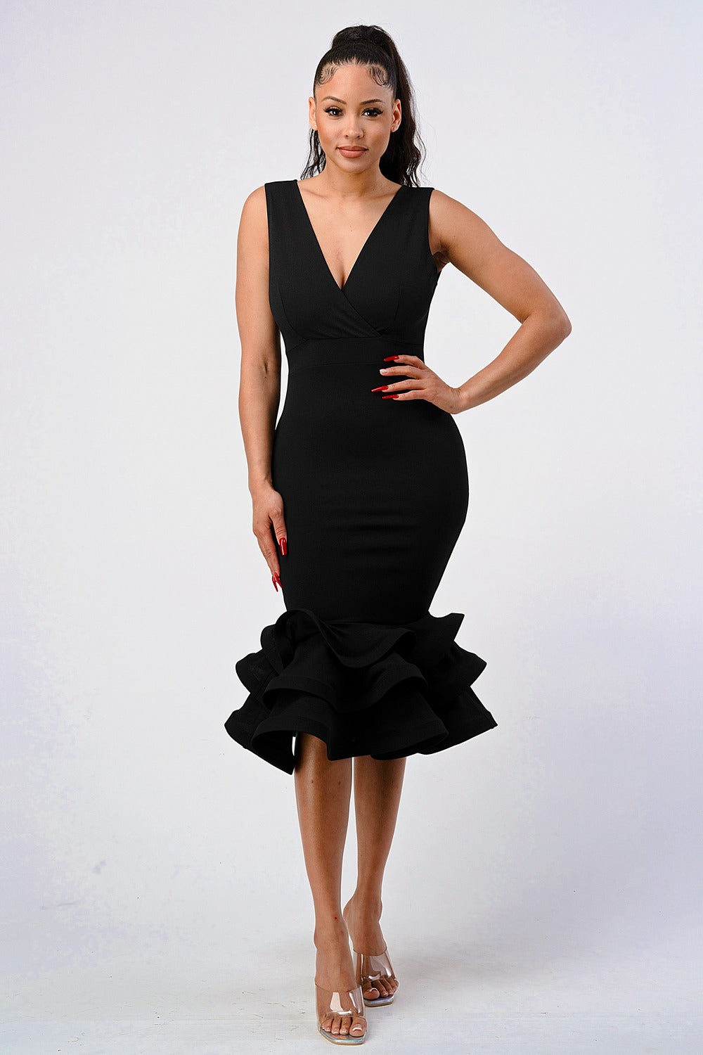 The Affair Ruffle Dress (Black)