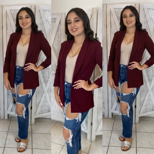 Julian Boyfriend Blazer (Burgundy)