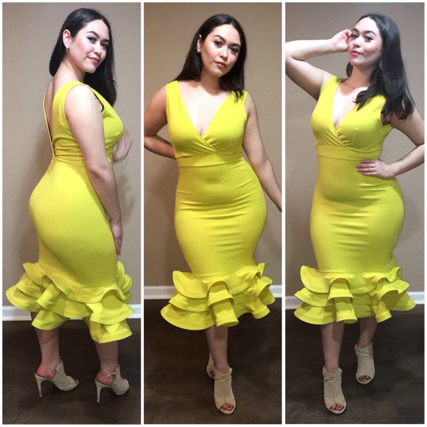 The Affair Ruffle Dress (Yellow)